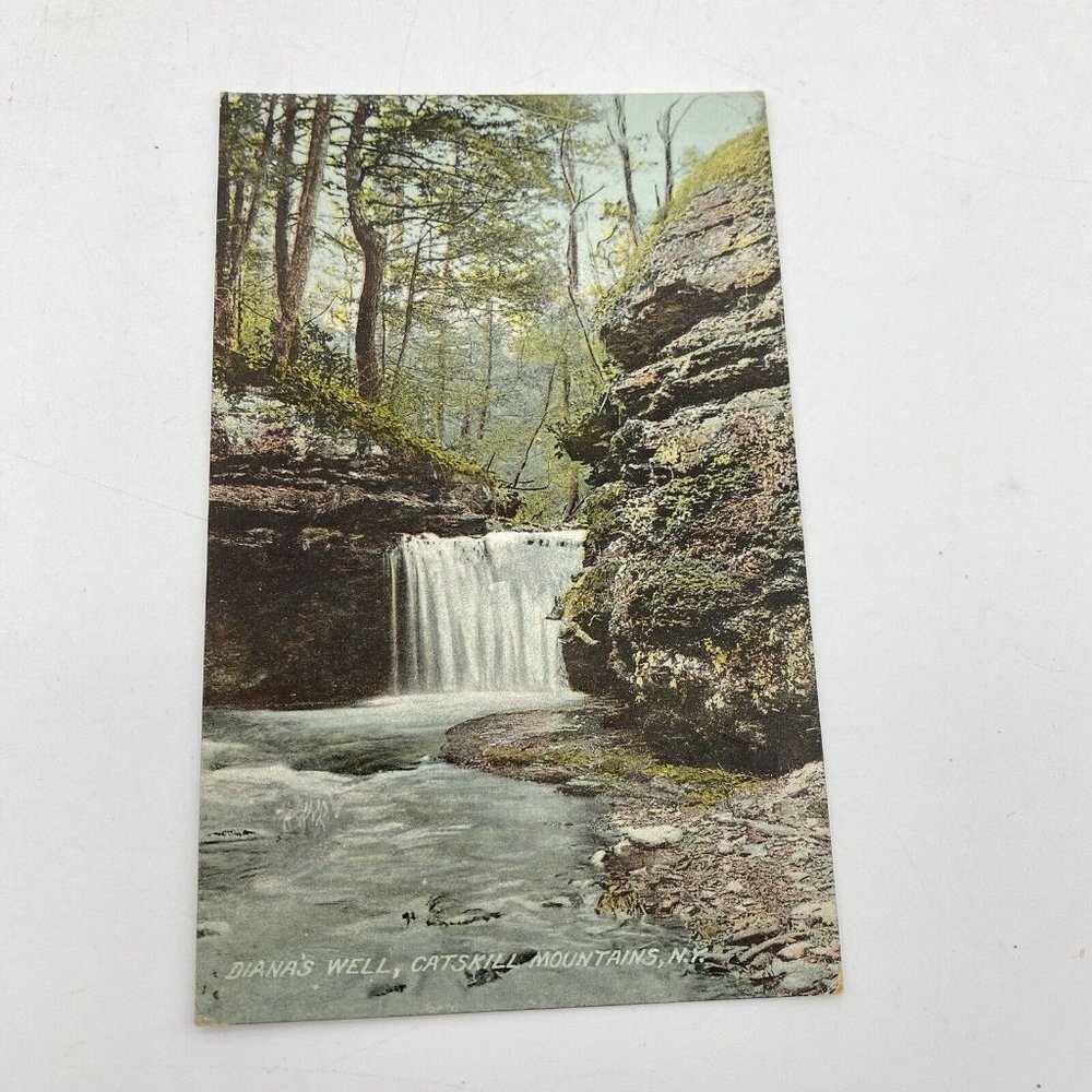 Vintage Catskill Mountains NY Postcard Diana's Well Posted‎ 1912 waterfall